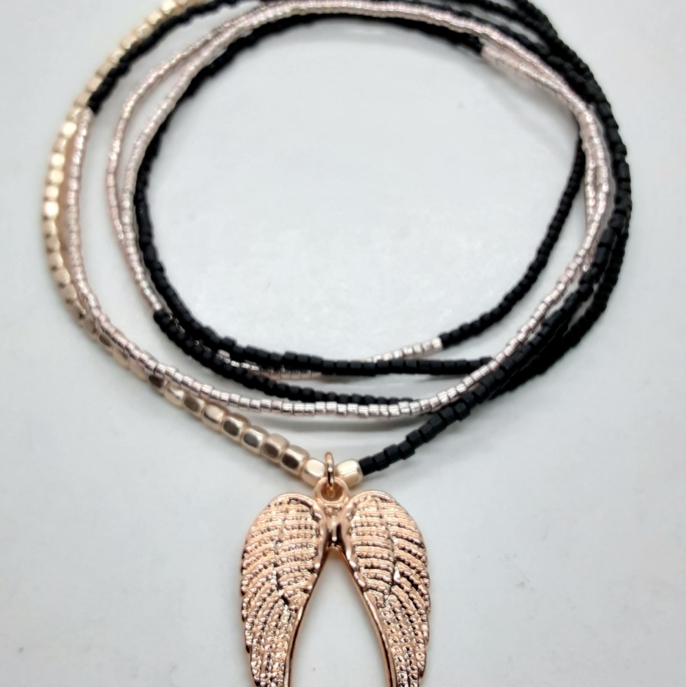 48 inch black & rose gold stretch wrap bracelet